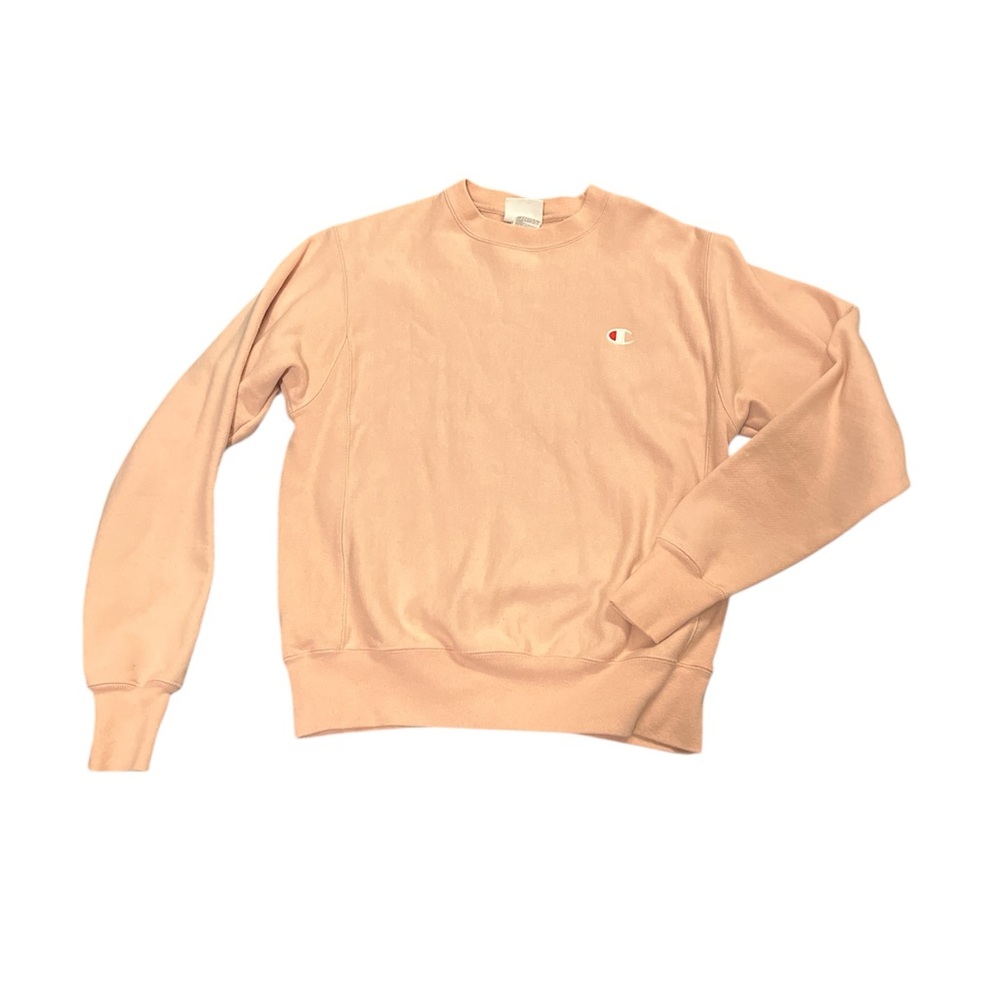 Pink plain champion crew neck sweater size Small